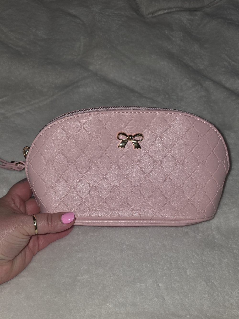 💫Pink Quilted Bow Cosmetic Pouch